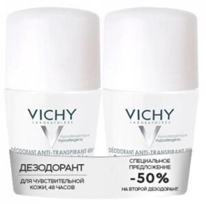 Виши Ом дезодорант шариковый для чувствительной кожи 48 часов 50 мл 2шт.
