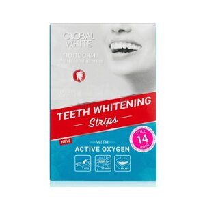 Глобал вайт полоски отбеливающие для зубов с активным кислородом 14 шт.
