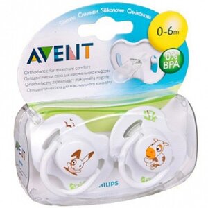 Авент Пустышка силиконовая Домашние животные