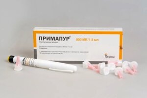 Примапур 900 ме 66 мкг/ 1,5 мл 1 шт. (Фоллитропин альфа) шприц-ручка раствор для подкожного введения+10 одноразовых игл