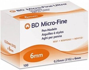 Бектон Дикинсон Микро-Файн Плюс иглы для шприц-ручки одноразовые 31G (0,25x6мм) 100шт.