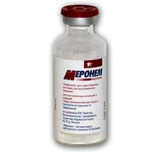 Меронем 1 г 1 шт. (Меропенем) порошок для приготовления раствора для внутривенного введения